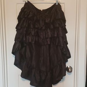 Barely worn high/low black ruffled bustle skirt